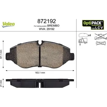 Brzdová destička Sada brzdových destiček, kotoučová brzda VALEO 872192