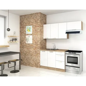 Blok Kuchyňský blok BASIC blok 180 cm dub halifax/bílá lesk