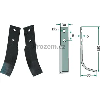 Fréza Frézovací klenutý nůž pravý pro Holder, 2832440010, 30/6,5/150 mm