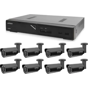 Kompletní kamerový systém Kamerový set 1x AVTECH NVR AVH1109 a 8x 5MPX IP Bullet kamera AVTECH AVTECH AVM5547 + 8x Kabel UTP 1x RJ45 - 1x RJ45 Cat5e 15m!