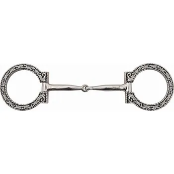 Udidlo pro koně Westernové udidlo - Qualcraft Antigue nerezové lomené D-čko se zdobením 13,5 cm