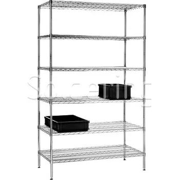 ESD ocelový drátěný policový regál, 6 plochých drátěných polic, - 101007029