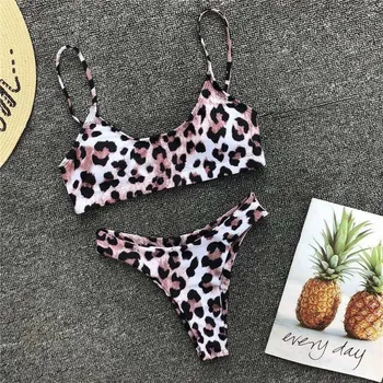 Dámské plavky Sexy bikiny s leopardím vzorem - Jak ukazuje fotografie,M