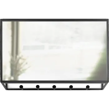 Věšák Umbra - Věšák se zrcadlem Cubiko - černá - 20,3x31,7x10,1 cm