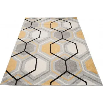 Koberec Makro Abra Kusový koberec LAZUR C569K šedý žlutý Rozměr: 80x150 cm