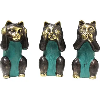 Mosazné sošky kočky "nevidím, neslyším, neříkám zlo"