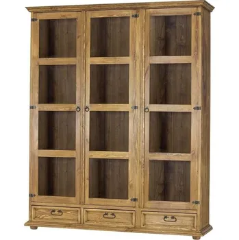 Knihovna Masivní vitrína CORDOBA Slim VIT108/2 oddělená Barevné provedení: Tmavý vosk K02