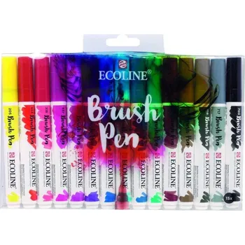 Royal Talens Royal Talens, 11509008, Ecoline brushpen set, sada štětečkových akvarelových popisovačů, 15 ks