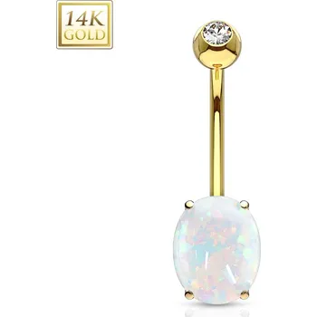 Piercing Šperky4U Zlatý piercing do pupíku s opálem, Au 585/1000 - ZL01073-YG