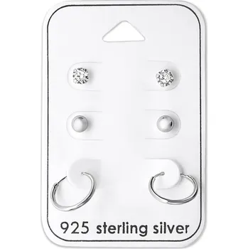 Náušnice Set dámských stříbrných náušnic HANDE Ag 925