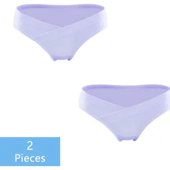 Těhotenské spodní prádlo Těhotenské kalhotky 2 ks (další barvy) s vykrojením pod bříškem Barva: Fialová, Velikost: 4XL