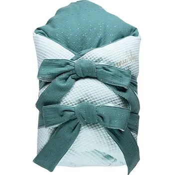 Zavinovačka ENIE BABY zavinovačka z dutého vlákna VAFLOVÁ 80x80cm Světle Modrá/Petrolejová