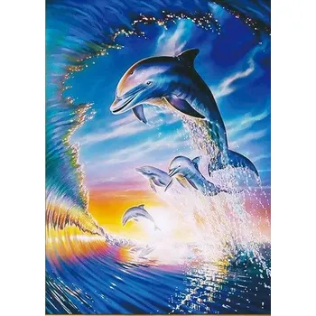 Diamantové malování Diamantové malování - Delfíni na vlně - č. 767 30x40 cm