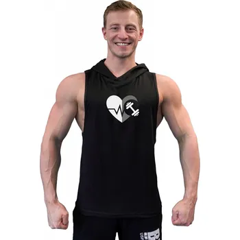 Pánské tílko Tílko s kapucí Superhuman velké logo - IRON IN HEART - černá Černá M