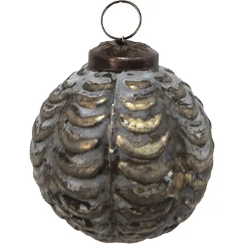 Vánoční ozdoba Měděno-hnědá antik skleněná vánoční ozdoba – 5x5 cm