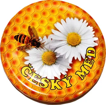 Víčko na zavařovací sklenici Víčko na sklenice TO 82 český med/včela na kopretině 