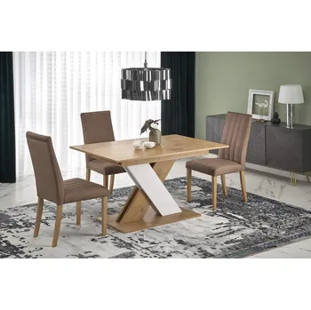 Jídelní stůl Halmar Jídelní rozkládací stůl XARELTO dub lancelot/ bílá 130-175x85 cm