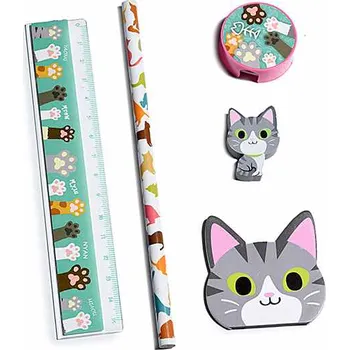 Sada psacích potřeb s kočkou - 4 varianty Barva: šedá