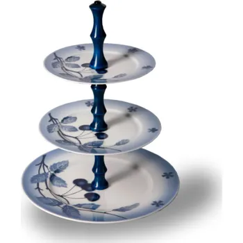 Talíř Thun 1794 Etažérka, český porcelán, třípatrová, modré třešně, Thun