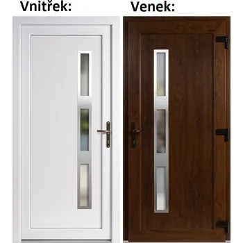 Vchodové dveře Plastové vchodové dveře Soft Venus Inox, Zlatý dub/bílá, 100x210 cm, pravé, otevírání VEN