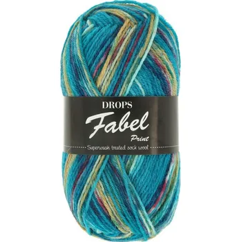 Příze Drops Fabel Print 162 azurově modrá směs