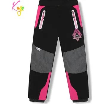 Dívčí kalhoty Dívčí softshellové kalhoty, zateplené - KUGO HK5620, černá / růžové zipy Barva: Černá, Velikost: 146