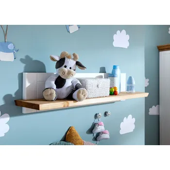 police HANNA Nástěnná police borovice 99x21x22, bílá, voskovaná