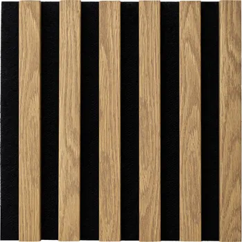 Obklad WallART Dekorativní nástěnné lamely s filcem, Dub světlý / černý 30x30x0,8 cm - 6 lamel