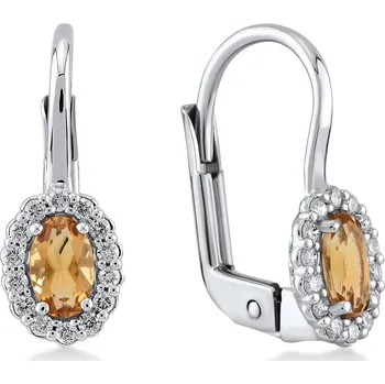 Náušnice Lillian Vassago Patentové náušnice s citríny a diamanty, bílé zlato LLV11-SMEG5730-02-CIT