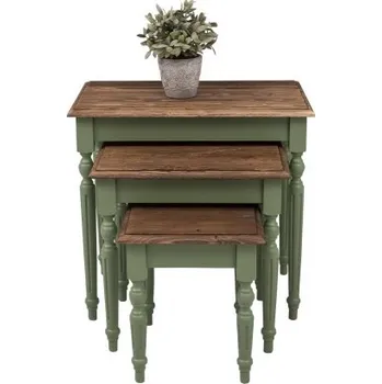 Konferenční stolek Set odkládacích stolků Percy 80 - zelená/hnědá