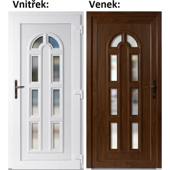 Vchodové dveře Plastové vchodové dveře Soft Linda Zlatý dub/bílá 98x198 cm, pravé