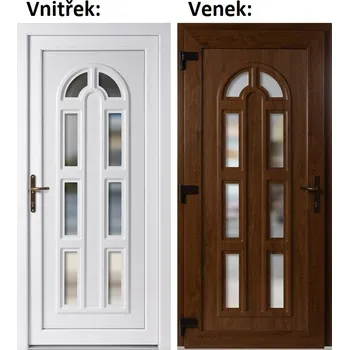 Vchodové dveře Plastové vchodové dveře Soft Linda, Zlatý dub/bílá, 100x210 cm, levé, otevírání VEN