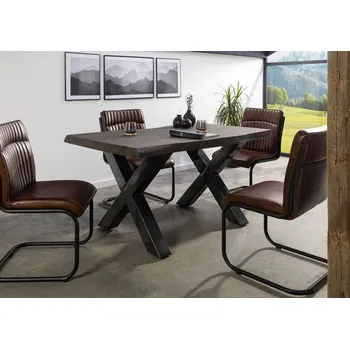 Jídelní stůl Stůl mango 140x90x77 šedý lakovaný / X-nohy antracit lesklý METALL 5