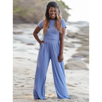 Letní set 2v1 krátké tričko a široké kalhoty Barva: Modrá, Velikost: M