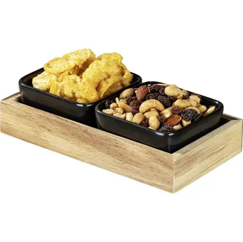 Černé keramické servírovací mísy v sadě 2 ks s podnosem Elo – Wenko ID_1556536