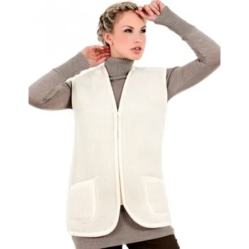 Dámská vesta BabičkaOvečková.cz Vesta Alpen Zip z ovčí vlny merino přírodní, Velikost 3XL