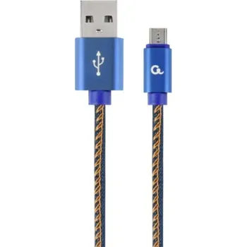Gembird oplétaný denim USB-A/microUSB kabel 1m, CC-USB2J-AMmBM-1M-BL