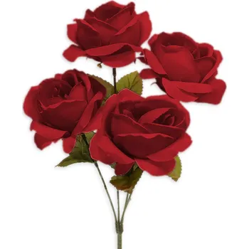 umělá květina Růže kytice textilx4/33cm červená