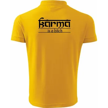 Pánská košile Karma Indický nápis - Polokošile pánská Pique Polo 203 - 5XL ( Žlutá )