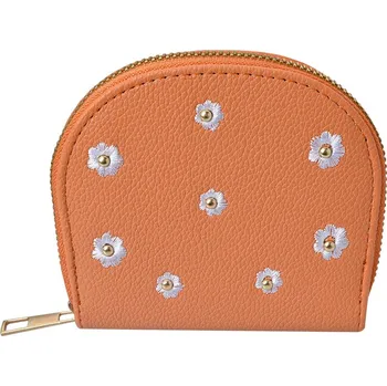 Peněženka Malá oranžová peněženka s kytičkami - 12*9 cm