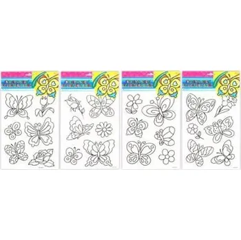 Speciální výtvarná barva Předloha k barvám na sklo ANDĚL 1556 s vyvýšenou konturou motýli