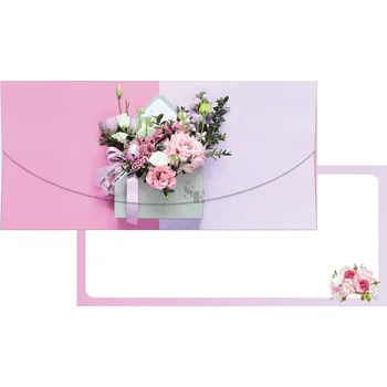 Obálka Blahopřání srdečné 22380 DO Květiny Dárková obálka na peníze 210x100mm