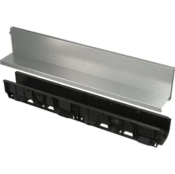 Odvodňovací žlab Venkovní žlab Alcadrain (Alcaplast) štěrbinový s asymetrickým nástavcem 160 mm, pozinkovaná ocel AVZ101-R122