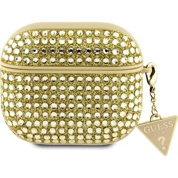 Pouzdro na mobilní telefon Guess Rhinestones pouzdro s kamínky pro Airpods 3 Barva: Zlatá