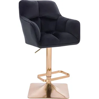 Barová židle Barová židle velur Moss základna zlatá - černé