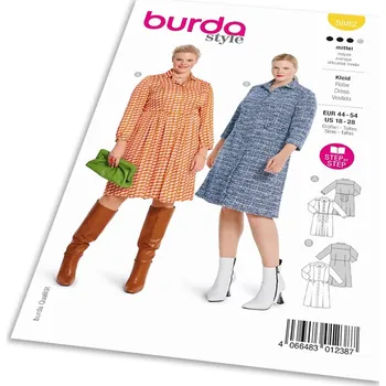 Volný čas Střih Burda 5882 - Košilové šaty s límečkem