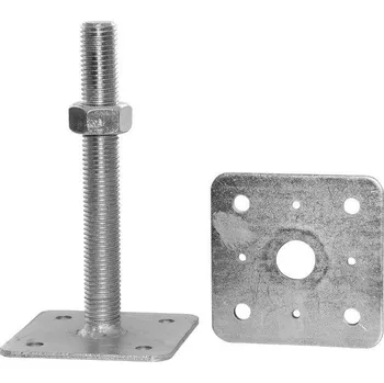 Kotevní šroubovací patka pilíře 80x80x250x4 mm M24 volná matka stavitelná patka