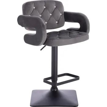 Barová židle Barová židle Ardal Diamonds velur tmavě šedé - základna černá