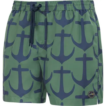 Oblečení a móda Pánské plavkové kraťasy Happy Self SM29-19 zelená/ kotva-vzor - Self XL