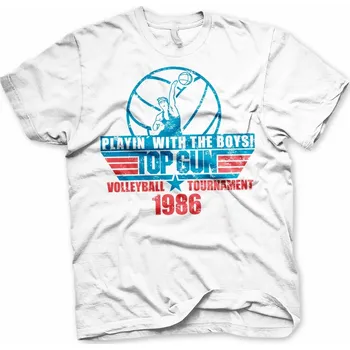 Pánské tričko tričko Top Gun - Volleyball Tournament bílé 2XL
